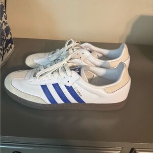 Adidas Samba White and Blue Sneakers